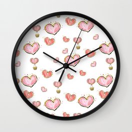 cute hearts pattern Wall Clock