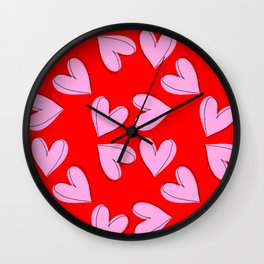 Romantic Pattern with Hand Drawn Hearts  Wall Clock