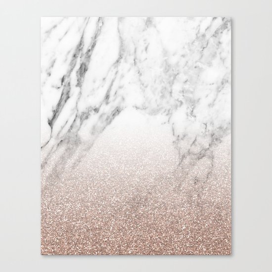 Marble sparkle rose gold Canvas Print
