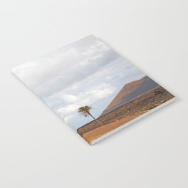 Lanzarote Palm tree landscape Notebook | Outdoors, Spain, Blue, Summer, Orange, Photo, Fields, Clouds, Rural, Photograph 
