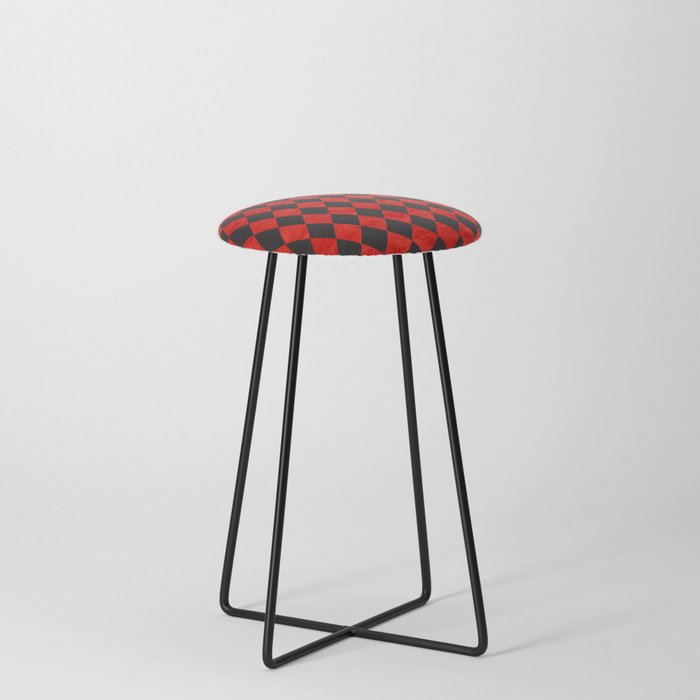 Through The Looking Glass Red Checkered Counter Stool