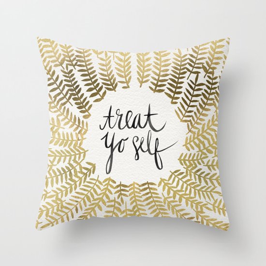 Treat Yo Self – Gold Throw Pillow