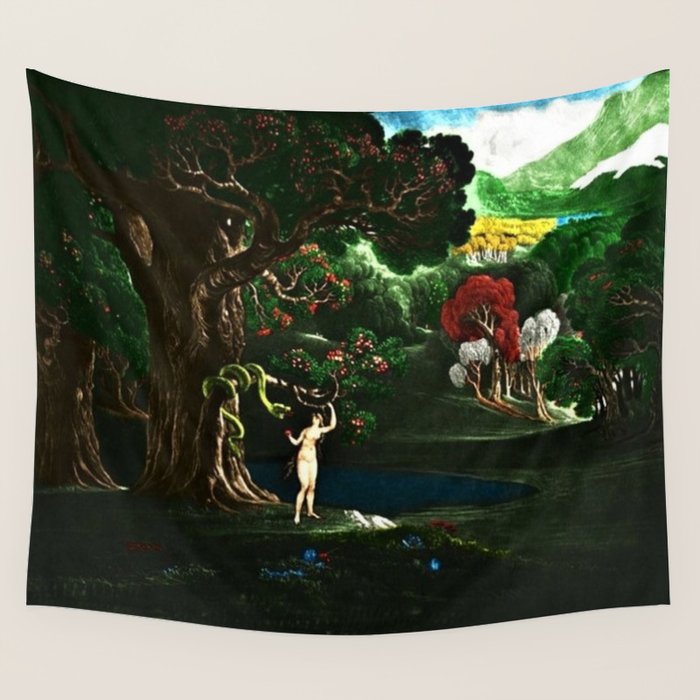 Satan Tempting Eve in the Garden of Eden Landscape Painting Wall