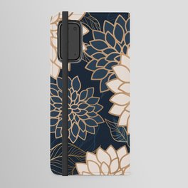 Floral Aesthetic in Navy, Blue, Ivory and Gold Android Wallet Case