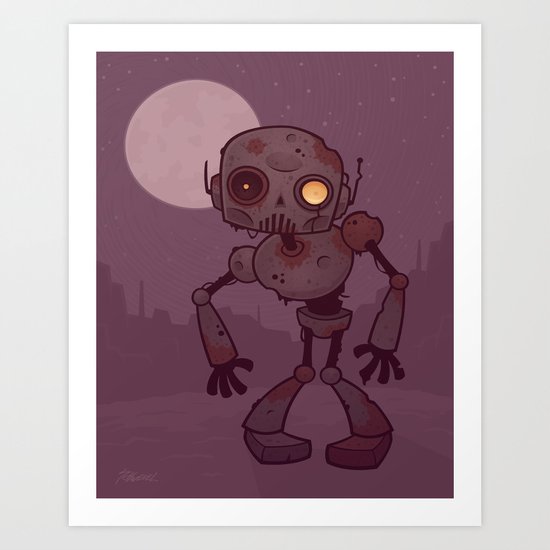Rusty Zombie Robot Art Print