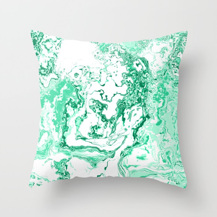 Into the Green / Distorted Texture Art Throw Pillow