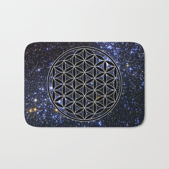 Flower of life in the space Bath Mat