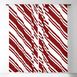 [ Thumbnail: White & Maroon Colored Lined/Striped Pattern Blackout Curtain ]
