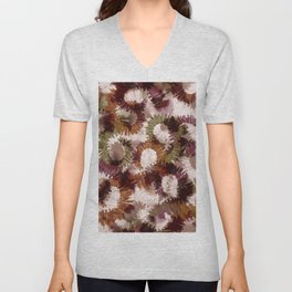 tie dye shibori and brush pattern V Neck T Shirt
