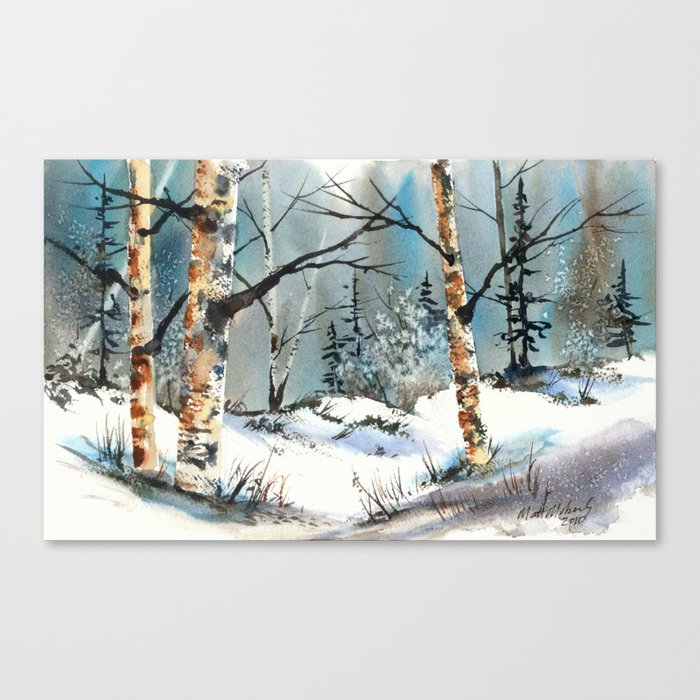Winter Fields, from my watercolor painting Canvas Print