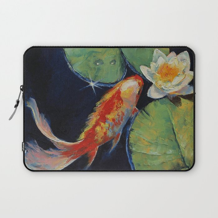 Koi and White Lily Laptop Sleeve