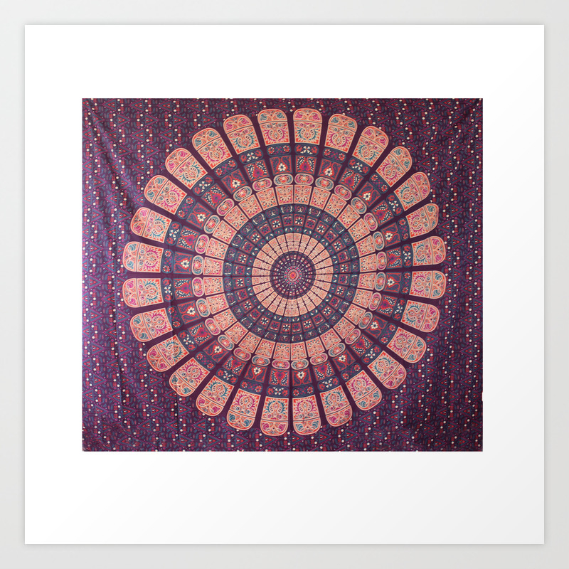 King Size Hippie Mandala Wall Hanging Tapestries Art Print By