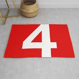Number 4 (White & Red) Area & Throw Rug