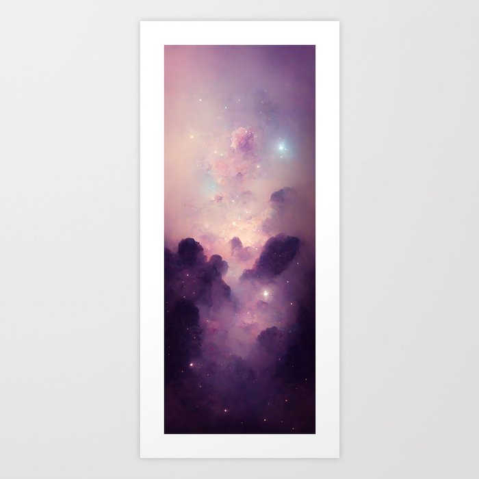 Daydreamer - Pastel Clouds Floating in a Starry Sky Art Print