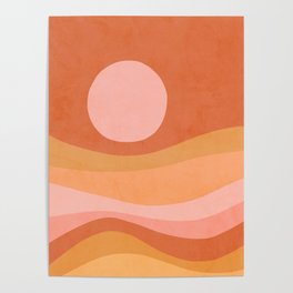 Peachy Summer Sunset - Abstract landscape Poster