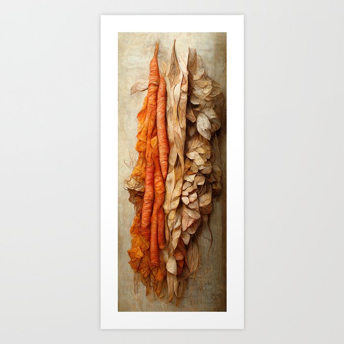 Peeling Layers - Wood Shavings and Peeled Vegetables Art Print