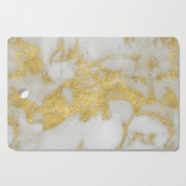Marble - Yellow Gold Marble Foil on White Pattern Cutting Board