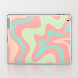 Retro Liquid Swirl Abstract Pattern in Pastel Sherbet Blush Pink and Mint Laptop Skin