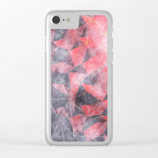 In the deep of the hell-Black red and yellow triangle pattern Clear iPhone Case