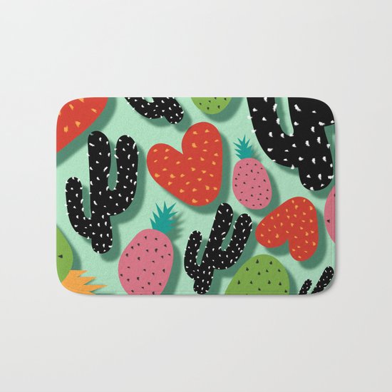 Cactus Love and Pineapples Bath Mat