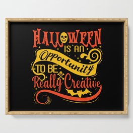 Halloween creativity quote vintage style Serving Tray