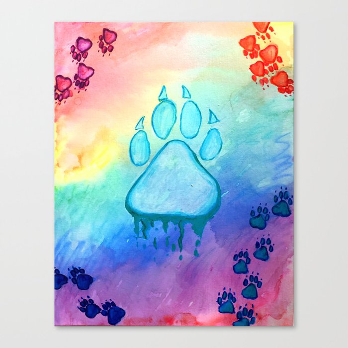 Painted Paw Prints On The Heart Canvas Print By Thepaintedpuffer Society6