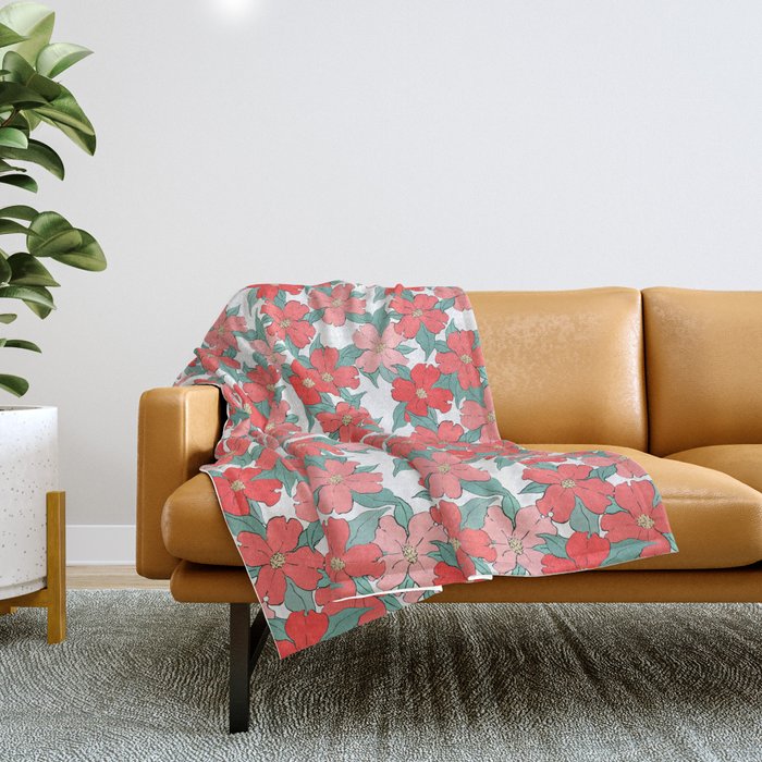 coral pink and mint green flowering dogwood symbolize rebirth and hope Throw Blanket