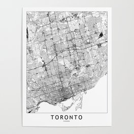 Toronto White Map Poster
