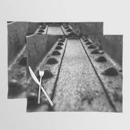 Rivets in Steel Girder Black and White Industrial Art Placemat