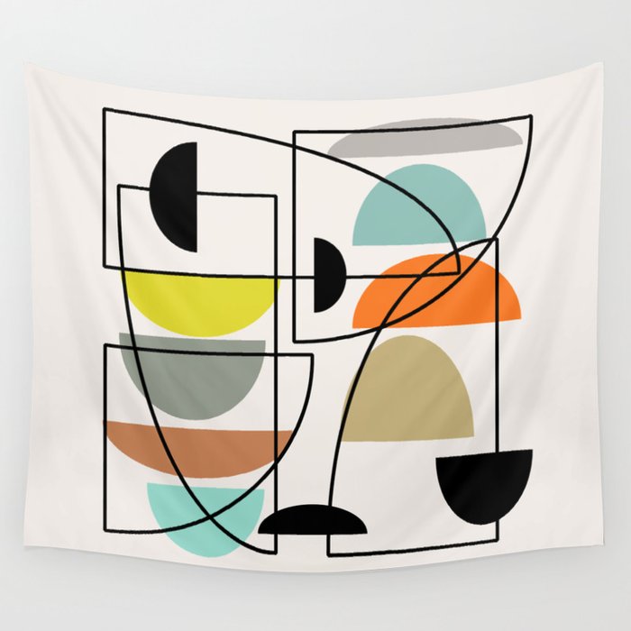 Mid Century Modern "Bowls" Wall Tapestry