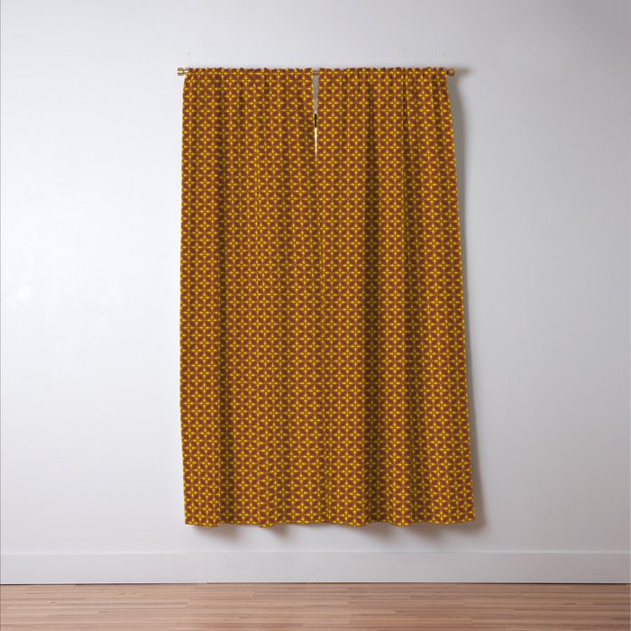 Gold And Burgundy Floral Print Blackout Curtain By Everenesthetics