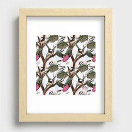 Rose pink Winter Bird pattern  Recessed Framed Print