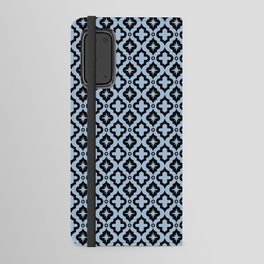 Pale Blue and Black Ornamental Arabic Pattern Android Wallet Case