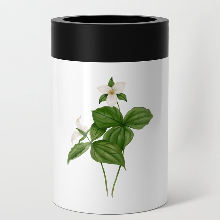 Great White Trillium Watercolour Botanical Can Cooler