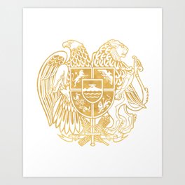 ARMENIAN COAT OF ARMS - Gold Art Print