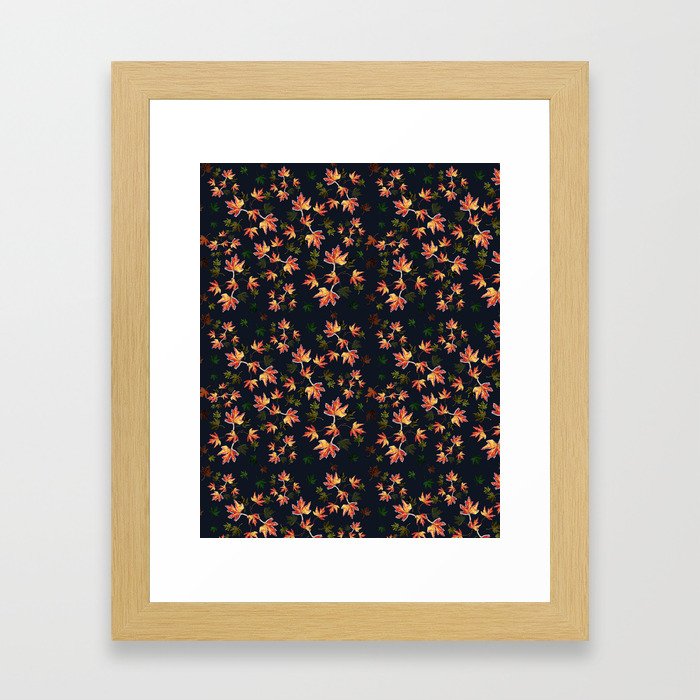 Autumn nature-Fall season, orange leaves, original pattern Framed Art Print