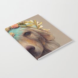 Golden Retriever with Flower Crown Portrait Notebook