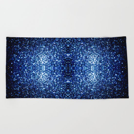 Beautiful Dark Blue glitter sparkles Beach Towel
