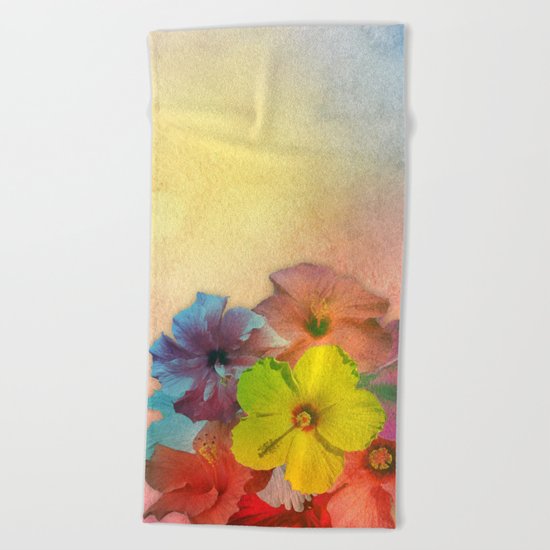 Colorful Hibiscus Bouquet Beach Towel