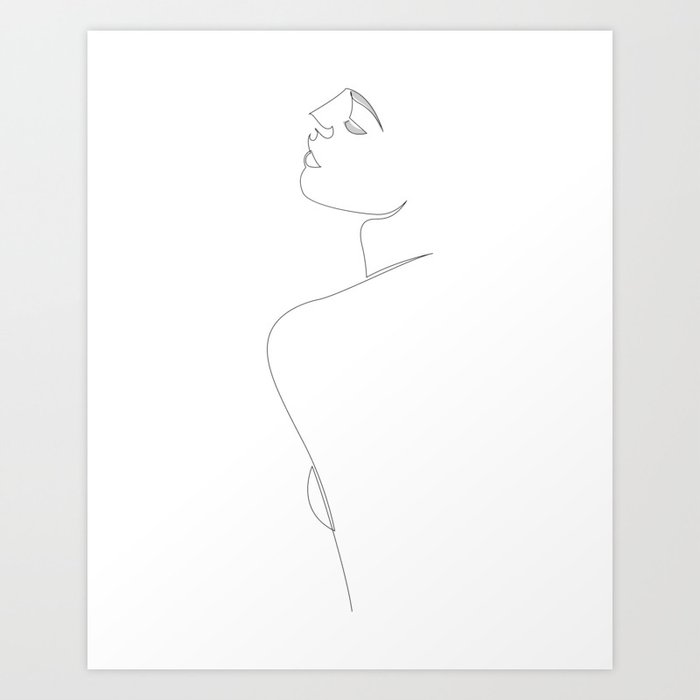 Single line - naked profile - lt4 Art Print