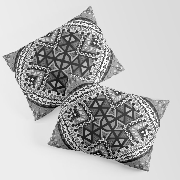 Black and white ethnic patchwork design Pillow Sham