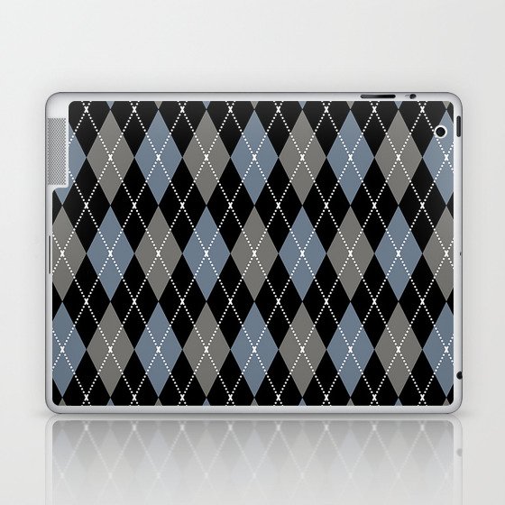 Blue And Grey Argyle Pattern,Diamond Abstract,Quilt,Knit,Tartan,Sweater,Traditional,Geometrical,  Laptop & iPad Skin