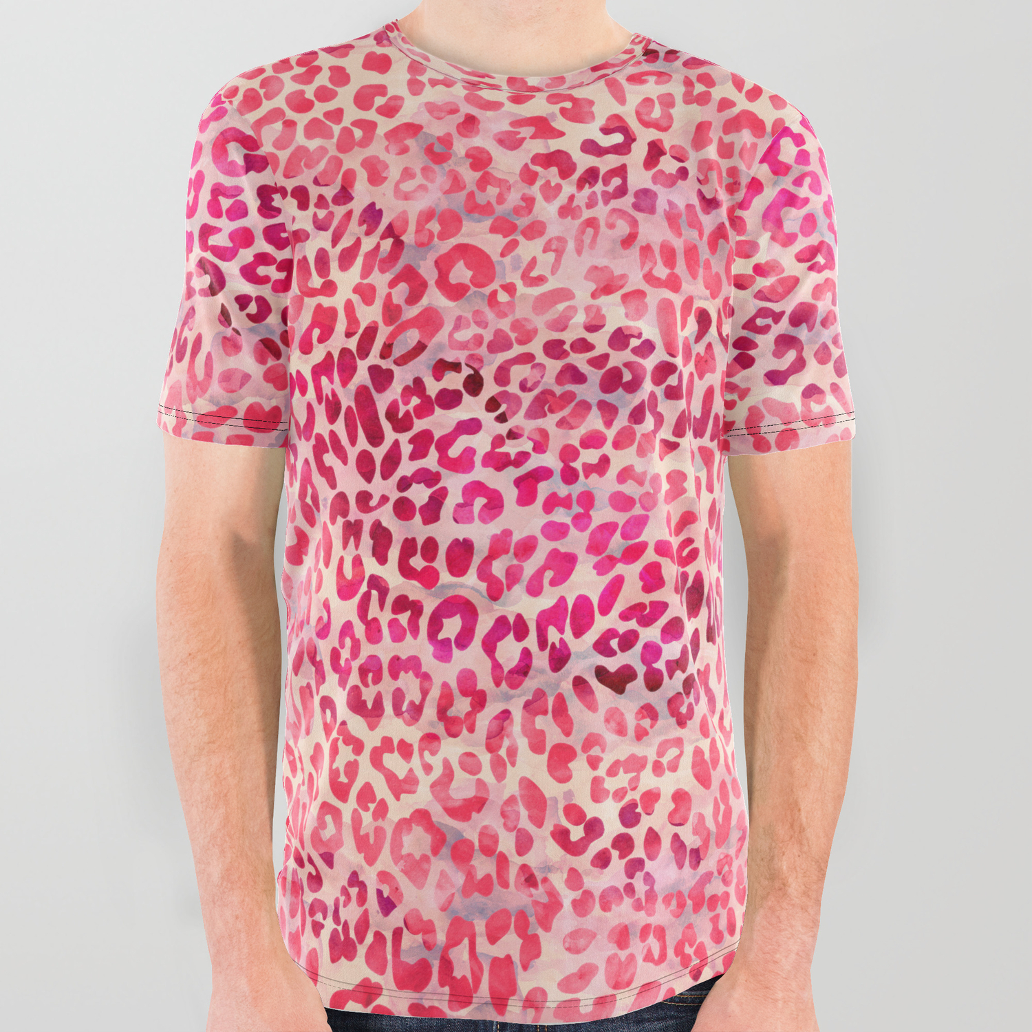 Pink Leopard Print All Over Graphic Tee by Aloke Design | Society6