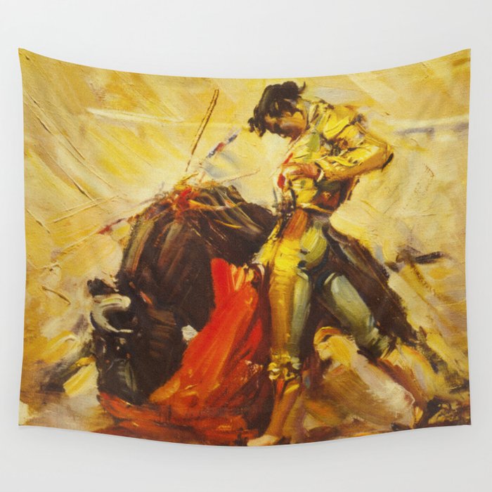 Vintage Mexico Bullfighting Travel Wall Tapestry