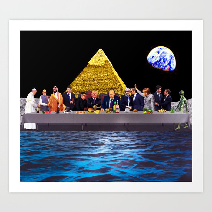 The Modern Last Supper Collage Art Work Trump Putin Alien