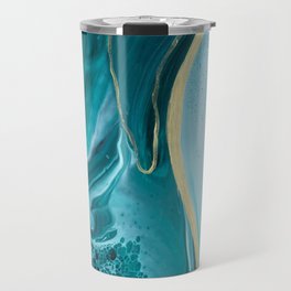 Aquamarine + Cream Melt Abstract Art Travel Mug