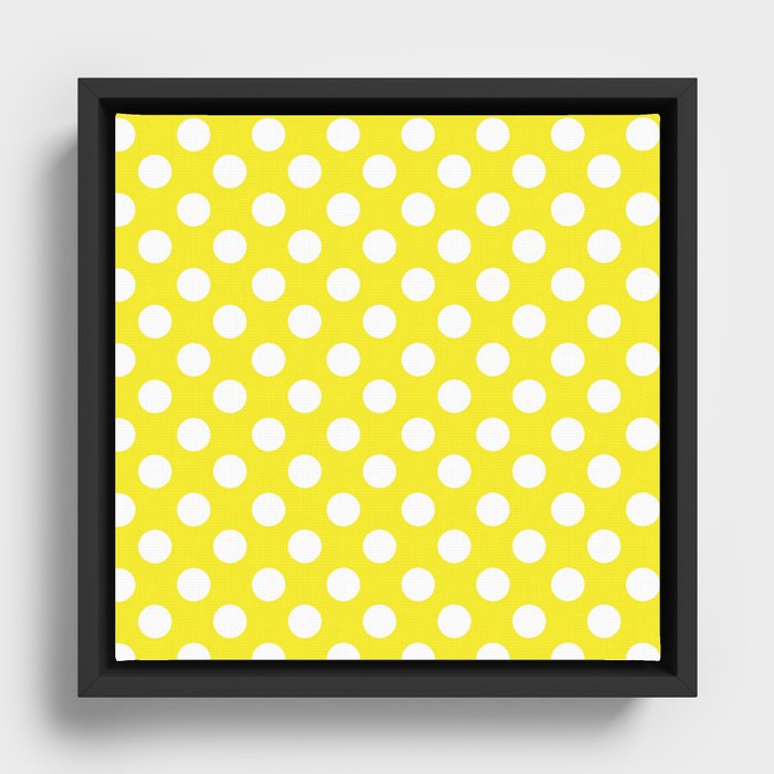 Yellow & White Polka Dots Framed Canvas
