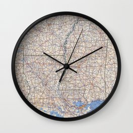 Flat map of Arkansas-Louisiana-Mississippi highways year 1950 Wall Clock