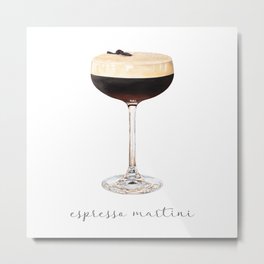 Espresso Martini Cocktail Painting | Watercolor Bar Art Metal Print