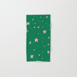 Pink nighttime stars  Hand & Bath Towel | Modern, Curated, Constellation, Cute, Star, Blush, Boho, Pink, Green, Sky 